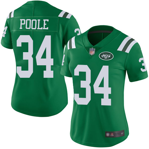 New York Jets Limited Green Women Brian Poole Jersey NFL Football #34 Rush Vapor Untouchable->women nfl jersey->Women Jersey